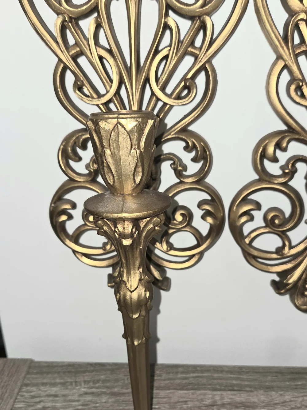 Set of 2 VTG Burwood Products Syroco Gold Hollywood Regency Wall Candle Sconces. - Picture 7 of 13